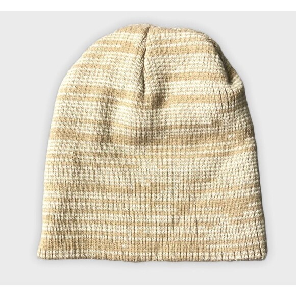 Charlotte Russe Tan & White Striped Beanie - Picture 1 of 2